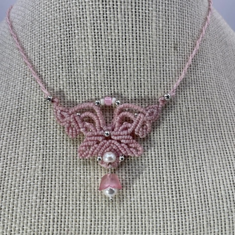 Interwoven Pink with Flower & Pearls