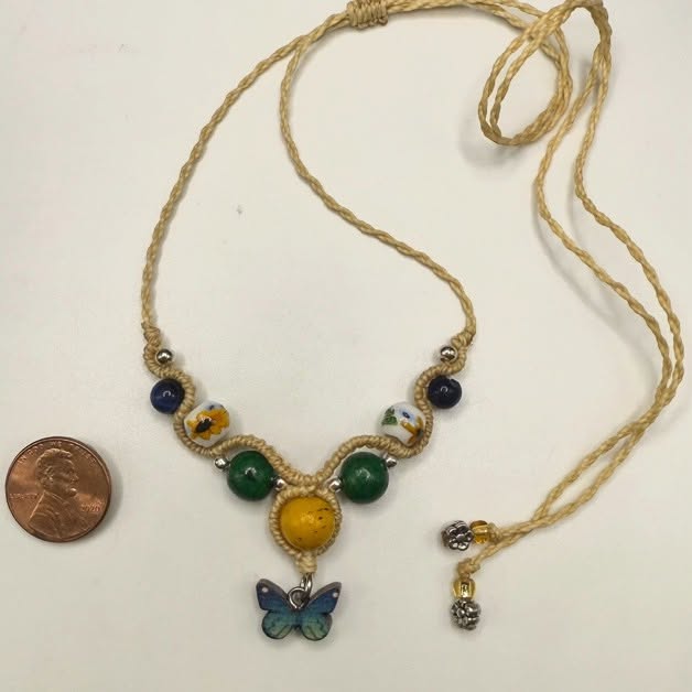 Fanciful Beaded Necklace:Sunflowers&Butterfly